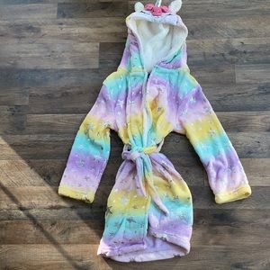 Max & Olivia, size 10-12(L) rainbow color, fleece bathrobe